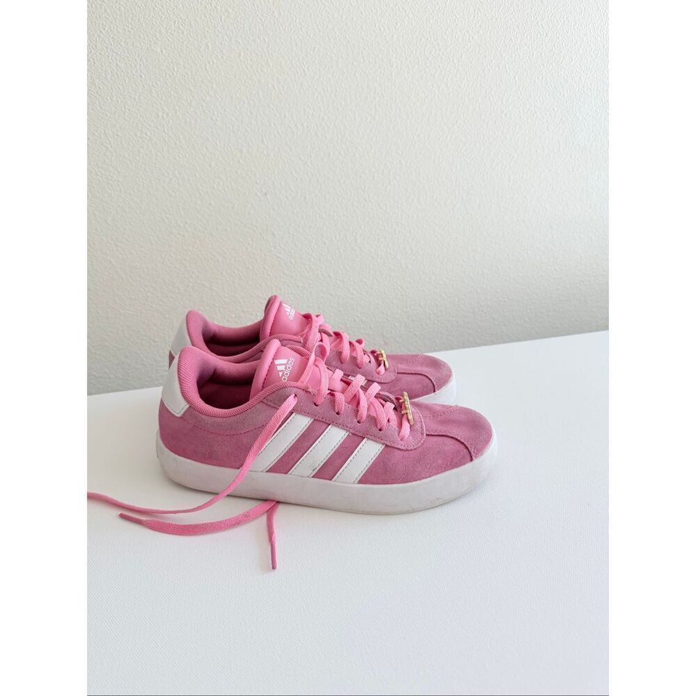 Adidas VL Court 3.0 Sneaker-Pink/ White– Girls' Casual Shoe- Big Kids' size 4